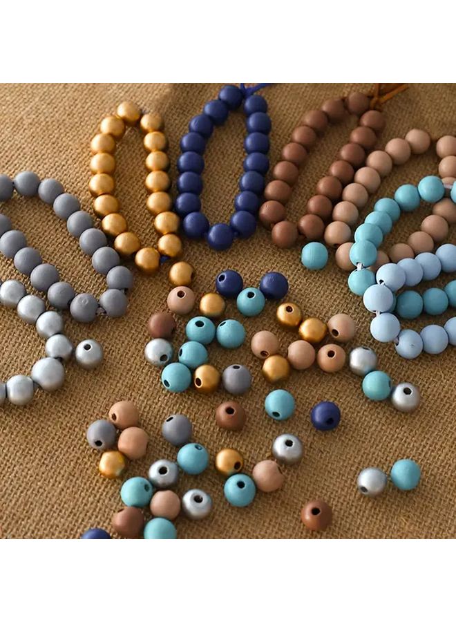 200 قطعة من الخرز الخشبي الطبيعي بأحجام متنوعة 6 ملم 8 ملم 10 ملم للحرف اليدوية وصنع المجوهرات - Image 5
